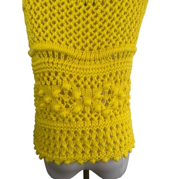 2/$30 ZARA XS Yellow Crochet Knit Cotton Tank Top With Adjustable Tie Straps - Picture 10 of 14